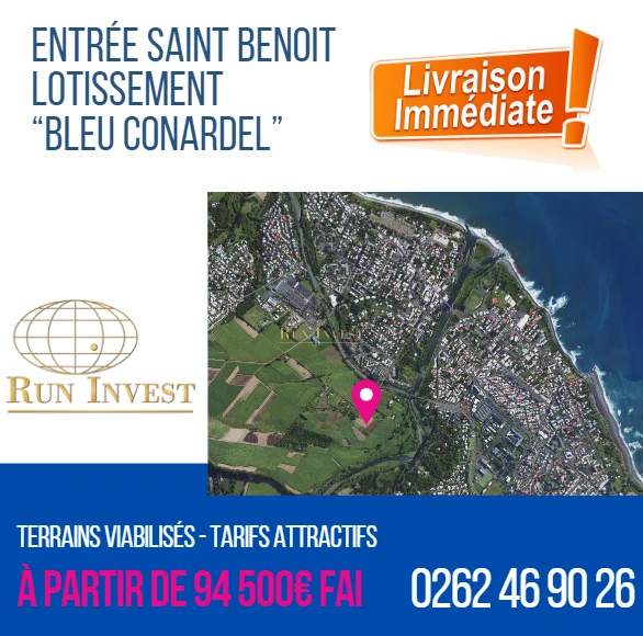 Photo 1 - Terrain à vendre - Ancien 96 000 € 305 m² Saint-Benoît 97470