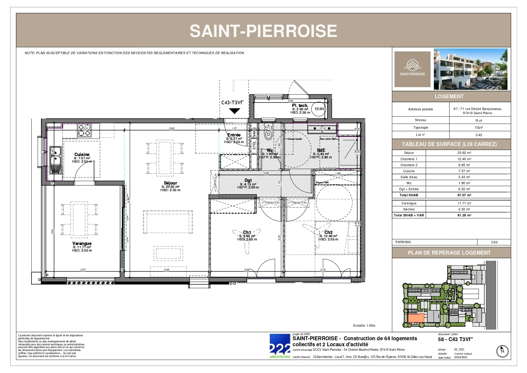 Photo 3 - Appartement à vendre - Ancien 331 000 € 3 pièces 2 chambres 71.88 m² Saint-Pierre 97410