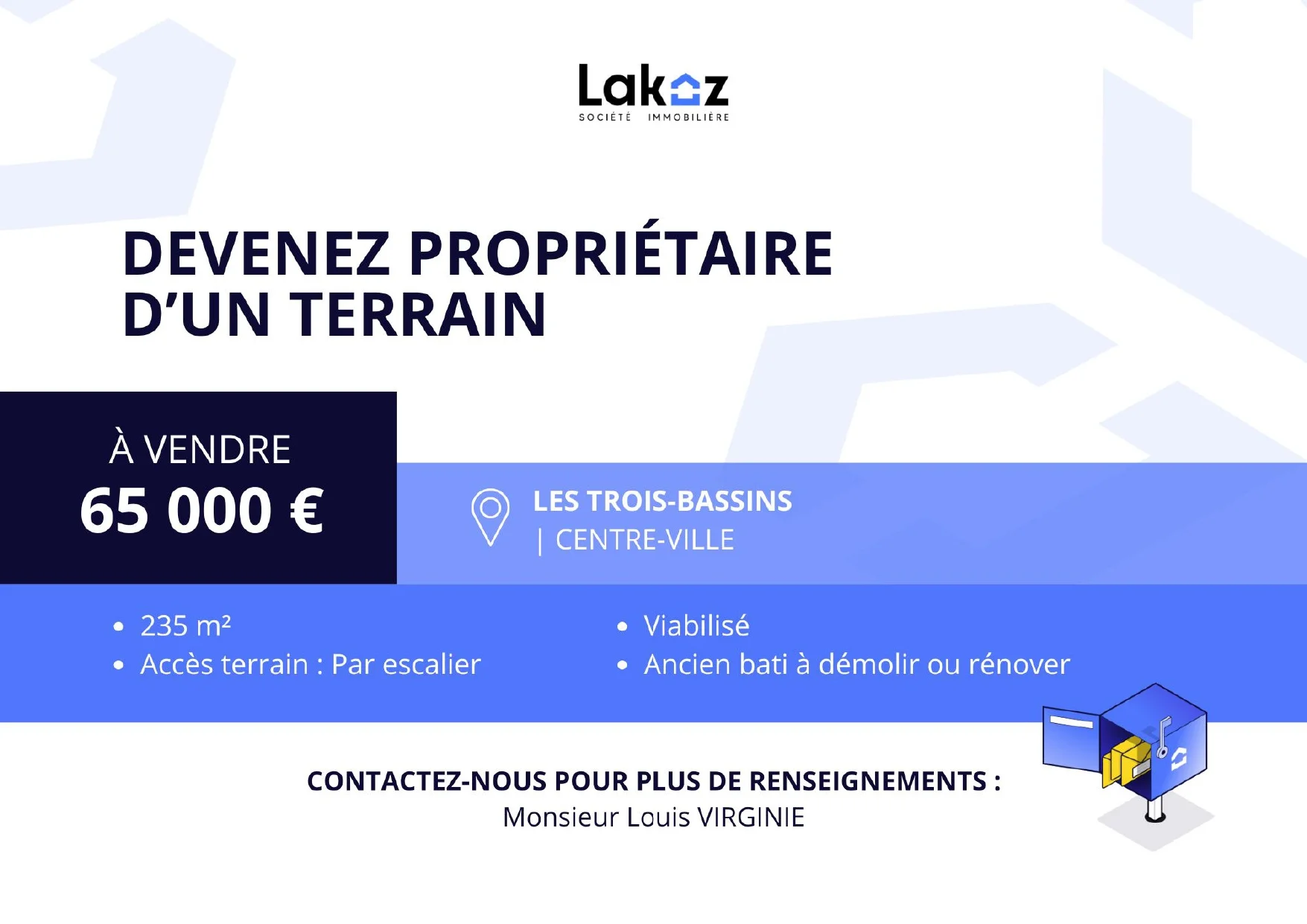 Photo 1 - Terrain à vendre - Ancien 65 000 € 235 m² Trois bassins 97426