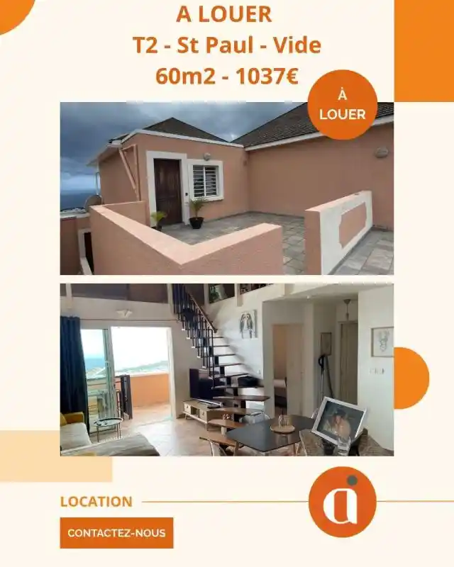 Photo 1 - Appartement à louer - Ancien 1 001 € 2 pièces 1 chambres 59.81 m² Saint-Paul 97460