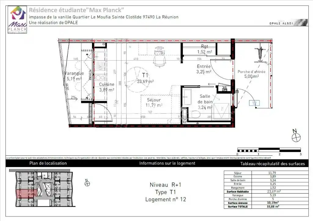 Photo 4 - Appartement à louer - Ancien 607 € 1 pièces 23.69 m² Saint-Denis Sainte-clotilde 97490