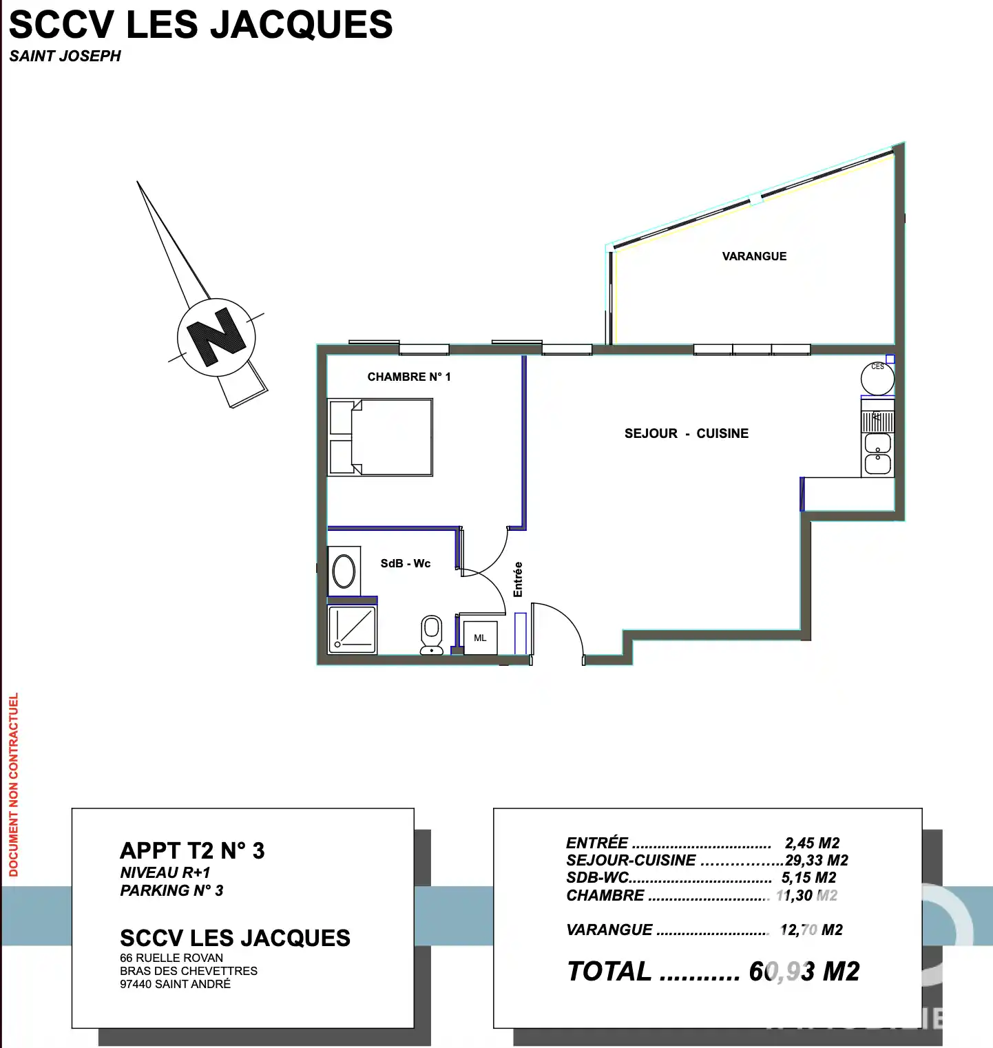 Photo 4 - Appartement à vendre - Ancien 190 000 € 2 pièces 1 chambres 63 m² Saint-Joseph 97480